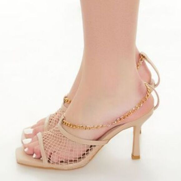 BRAND NEW NANETTE LEPORE CHAIN STILETTO HEELS SQUARE TOE SANDAL - Picture 1 of 16